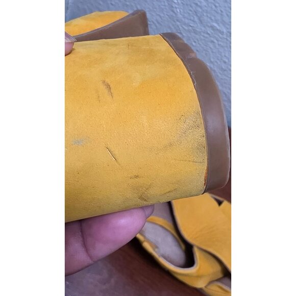 Sorel Nadia Women's Yellow Leather Open-Toe Slip on Block Heeled Sandals Size 10 - Picture 12 of 12